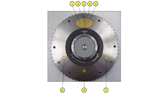 ATESTEO | Measurements in vehicle equipment such as torque measurements, measurements on entire vehicle or temperature measurements. Temperature measurements: Flywheel surface. Image 1.